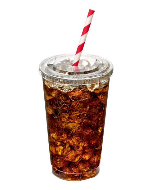 Cola in takeaway cup isolated on white background Cola with ice and straw in takeaway cup isolated on white background togo stock pictures, royalty-free photos & images