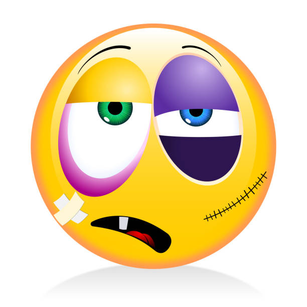 illustrazioni stock, clip art, cartoni animati e icone di tendenza di emoji, emoticon - picchiata - bruise