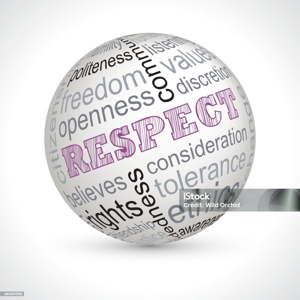 Respect theme sphere with keywords Respect theme sphere with keywords full vector Social Grace stock vector