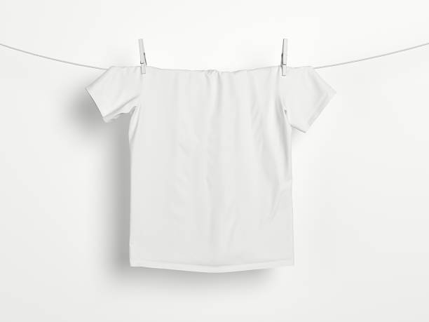 istock White t-shirt on a rope. 3d rendering 682025540