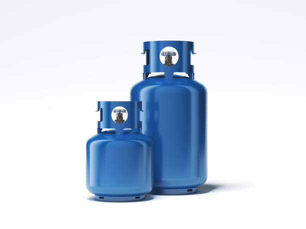 istock Two types of gas bottles isolated on white background. 3d rendering 682027826