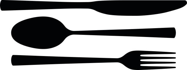 Cutlery Cutlery silhouette. eating utensil illustrations stock illustrations