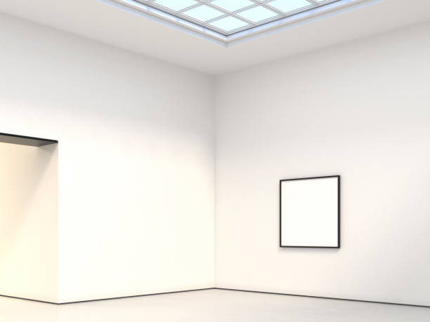 istock Interior with white walls and blank picture frame. 3d rendering 682028510