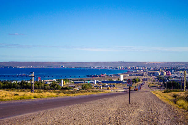 Urban landscape of Puerto Madryn, Patagonia, Argentina, South America. stock photo