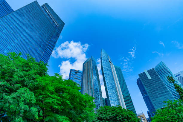 istock Business skyscrapers in downtown and skies. 682043262