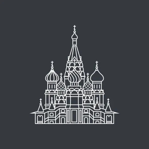 Vector illustration of The Most Famous cathedral In Moscow, Saint Basil's Cathedral, Russia