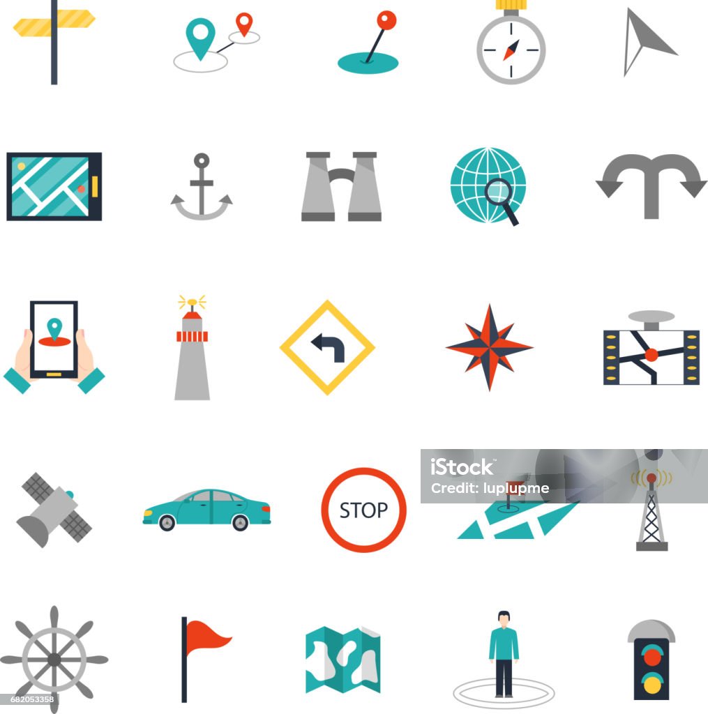 Pictogramme Direction Navigation Style Plat Emplacement Broche Pictogramme Direction Et ...