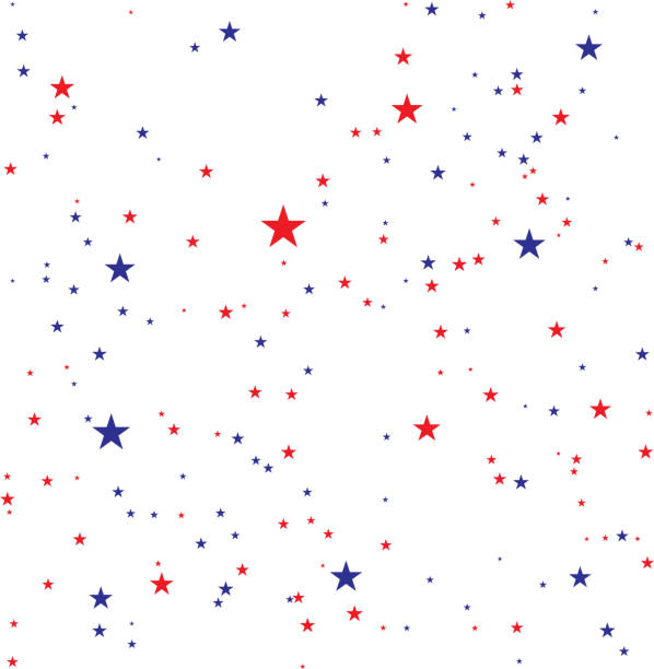 ilustraciones, imágenes clip art, dibujos animados e iconos de stock de rojo y azul estrellas - backgrounds fourth of july star shape national holiday