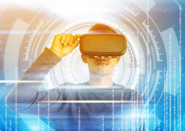 istock Asian man wearing virtual reality glasses 682063976