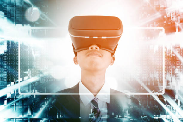 istock Asian man wearing virtual reality glasses 682064832