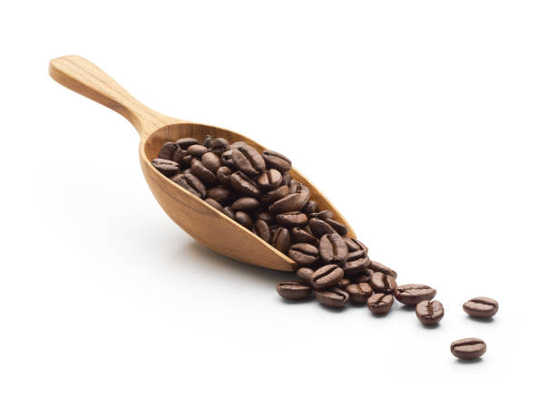 istock Coffee beans on wooden scoop 682078222