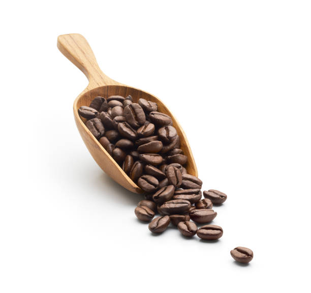 istock Coffee beans on wooden scoop 682078230