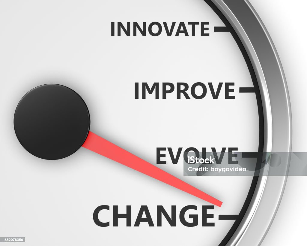 Change Change Innovate Improve Involve Speedometer 3d Illustration rendering Change Stock Photo