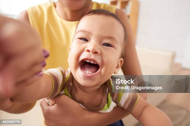 Happy Child Stock Photo - Download Image Now - Selfie, Baby - Human Age, Mother