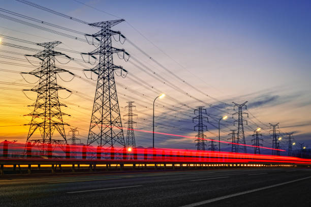 Electric Pylons Electric Pylons electricity pylon stock pictures, royalty-free photos & images