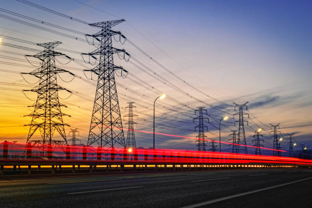 Torres de energia elétrica - foto de acervo