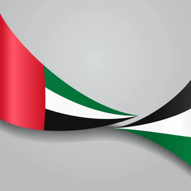 Vector illustration of United Arab Emirates wavy flag. Vector illustration.