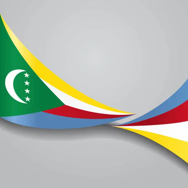 Vector illustration of Comoros wavy flag. Vector illustration.