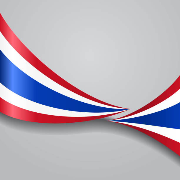 Thai wavy flag. Vector illustration. Thai flag wavy abstract background. Vector illustration. thai flag stock illustrations