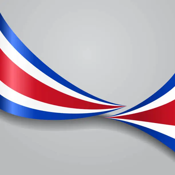 Vector illustration of Costa Rican wavy flag. Vector illustration.