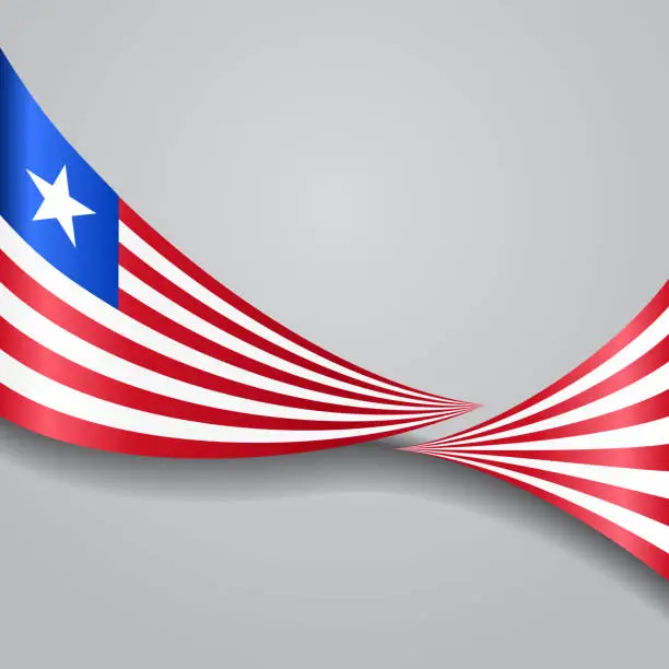 Vector illustration of Liberian wavy flag. Vector illustration.
