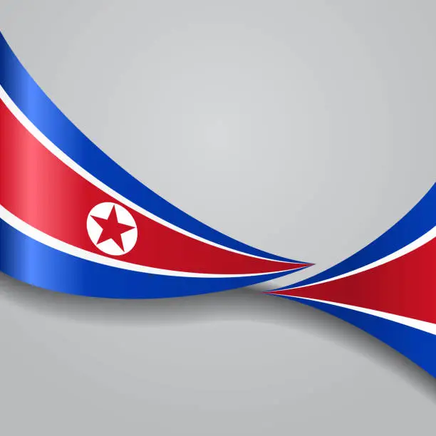 Vector illustration of North Korean wavy flag. Vector illustration.