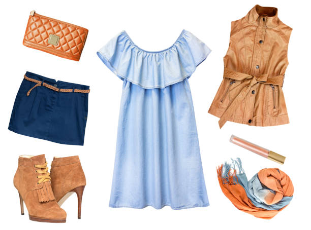 istock Fashion female clothes collage set isolated. 682097332