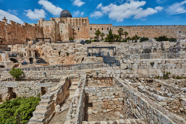 Jerusalem city of David excavations stock photo