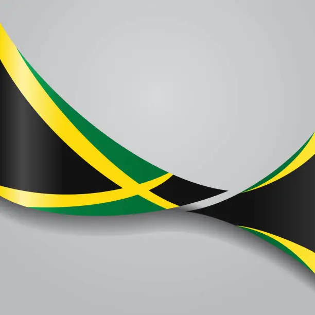 Vector illustration of Jamaican wavy flag. Vector illustration.
