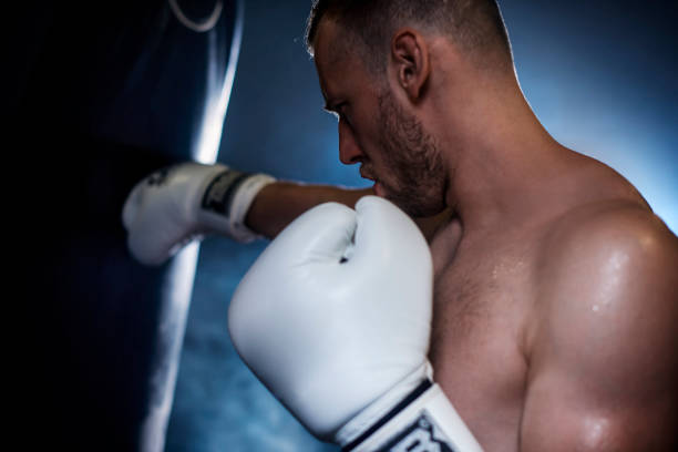 istock Close up of man having punch training 682104228