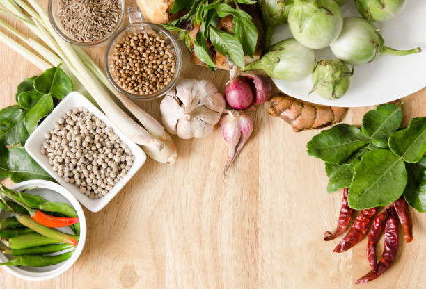 Thai food ingredients,spices and herb for spicy curry cooking