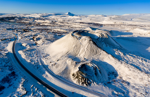 Beautiful view at Grabrok Crater in Iceland