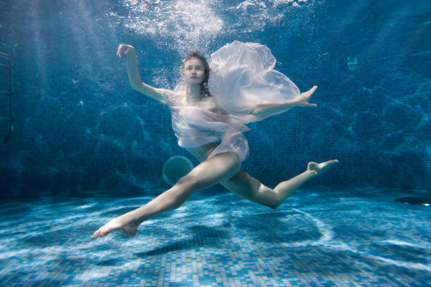 istock Woman is dancing underwater sports dance. 682125764