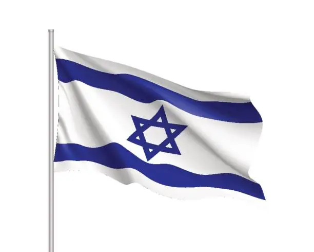 Vector illustration of Israel national flag, realistic vector illustration