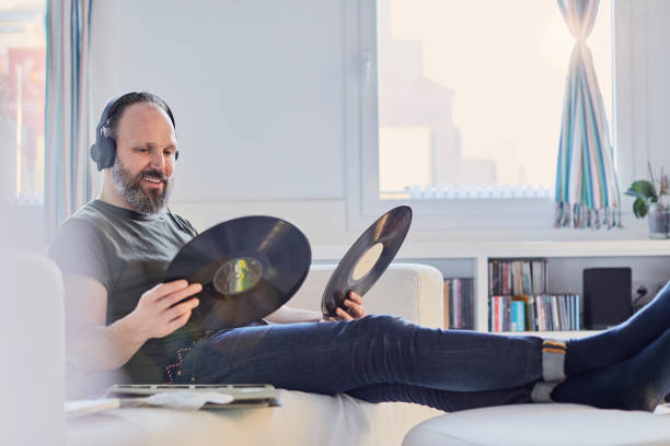 Hipster middle aged man at home in Barcelona.