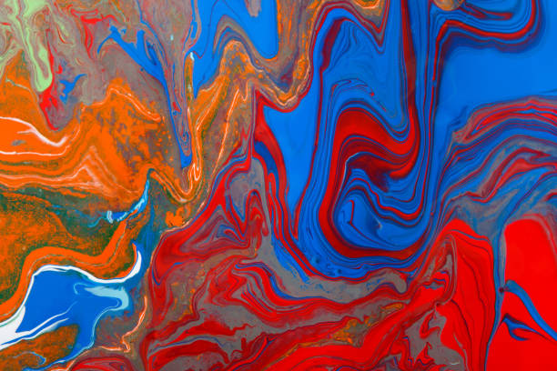 istock Liquid marbling acrylic paint background. Fluid painting abstract texture 682133352