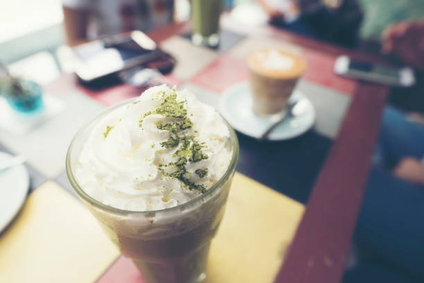 istock cream cake in cafe, vintage filter image 682140650