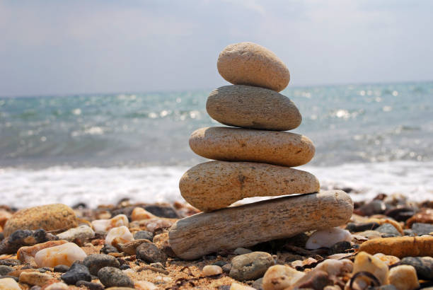 istock Stack of stones on the rocky beach. 682144958