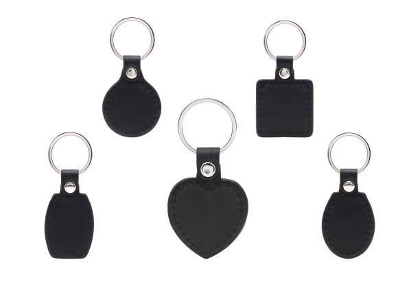 istock Blank leather key chain collection on isolated background with clipping path. 682147896