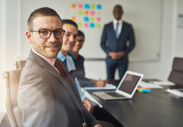 istock Group of four people in conference meeting 682152156
