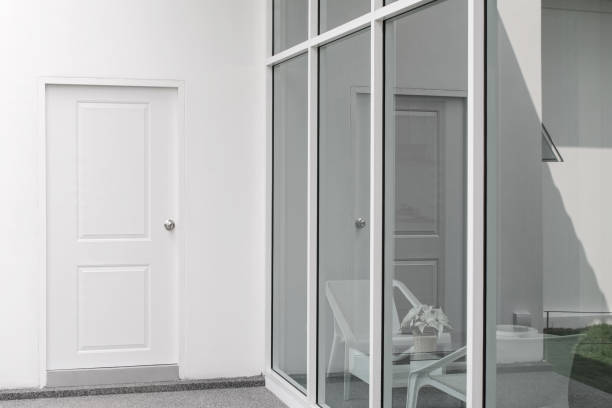 istock Decoration scandinavian style. White door and big window. 682162706