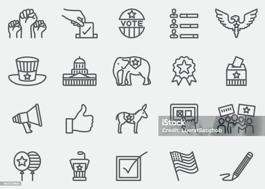 Election and Politics Line Icons | EPS 10 Election and Politics Line Icons  Icon Symbol stock vector