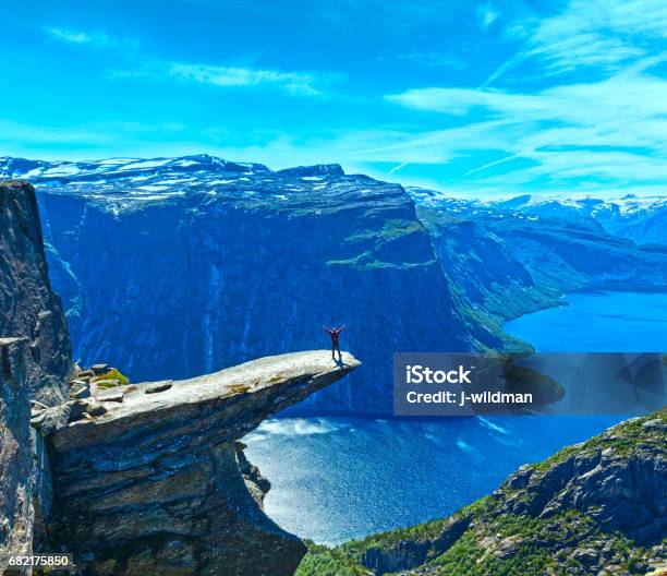 Trolltunga Summer View Stock Photo - Download Image Now - Adult, Blue, Coastline