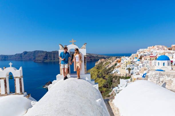 istock Couple in love on Santorini 682175894