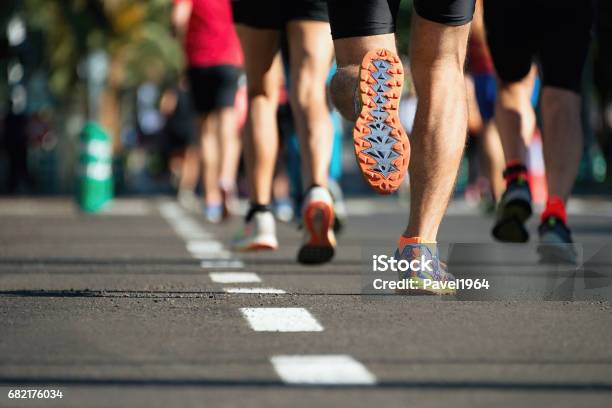 Marathon Running Race Stock Photo - Download Image Now - Marathon, Running, Foot