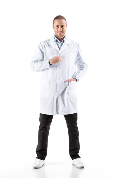 istock young doctor in white coat looking at camera isolated on white 682180734