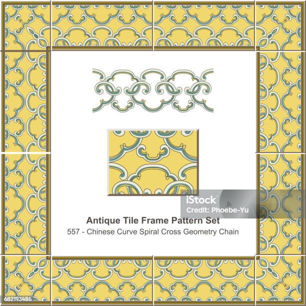 Chain Tile Pattern Antique Tile Frame Pattern Set Chinese Curve Spiral Cross Geometry ...