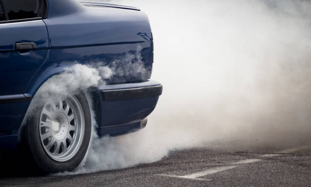 istock Smoke from under the wheels of the car 682193548