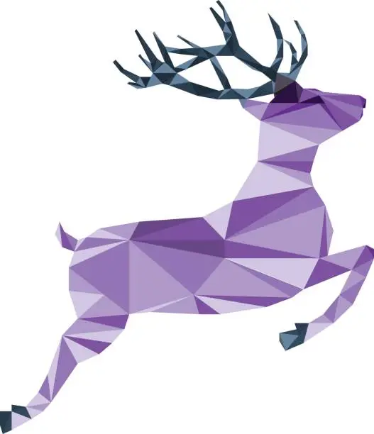 Vector illustration of Purple deer of triangle shapes