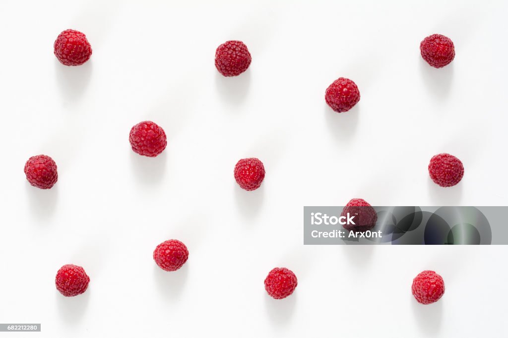 Raspberries on white background Fresh raspberries on white. Raspberries isolated, flat lay Raspberry Stock Photo